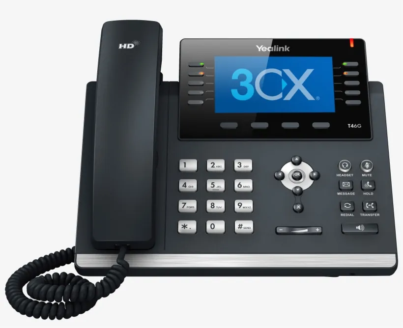A Yealink desk phone running 3CX